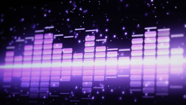 istock Music Equalizer bar. Audio waveform equalizer on screen black background. Music or sound wave on monitor. colorful sound visualizer abstract. gradient spectrum music graph. Digital graph glow in dark 1309605897