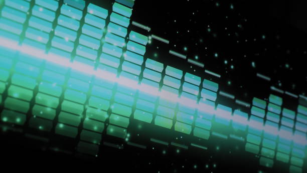 istock Music Equalizer bar. Audio waveform equalizer on screen black background. Music or sound wave on monitor. colorful sound visualizer abstract. gradient spectrum music graph. Digital graph glow in dark 1309605939