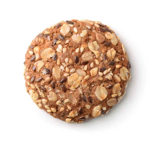 top-ansicht von multigrain-cookie - cookie sugar oatmeal isolated stock-fotos und bilder