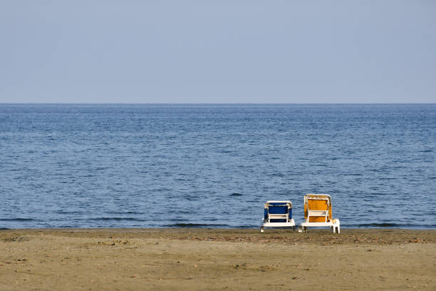 istock Chairs with Seaview on Beach in Cyprus 1309610624