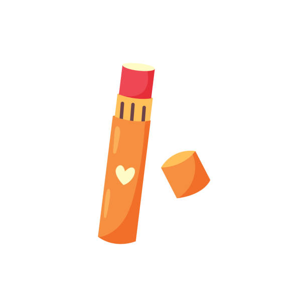 illustrazioni stock, clip art, cartoni animati e icone di tendenza di cura delle labbra igieniche del rossetto vettoriale - lip balm immagine