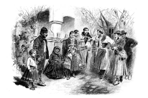 Hungarian folk costume Illustration of a folk costume hungarian culture stock illustrations