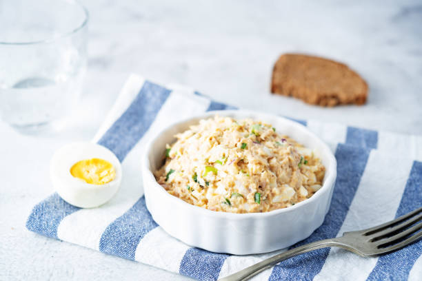 istock Canned Tuna red onion egg salad on the plate 1309623448