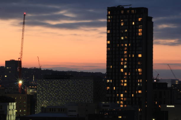 istock Long exposure sunset view over an apartment 1309624292