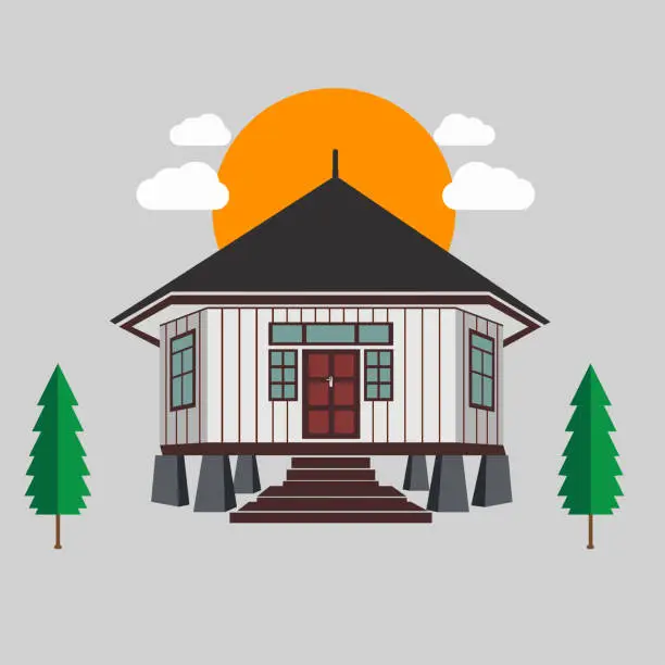 Vector illustration of Mbaru Adat Traditional House Of Nusa Tenggara Timur