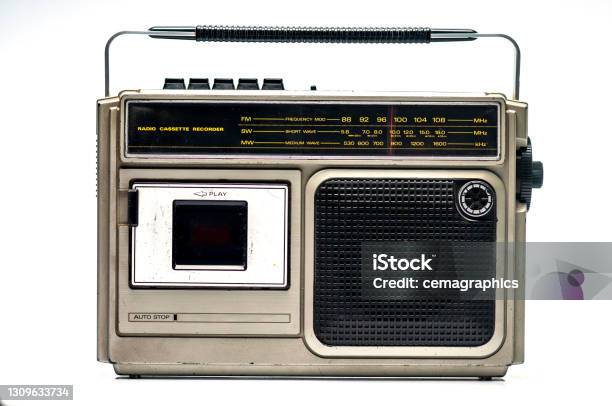Classic Radio And Cassette Player Stock Photo - Download Image Now - Radio Broadcasting, Audio Cassette, Radio