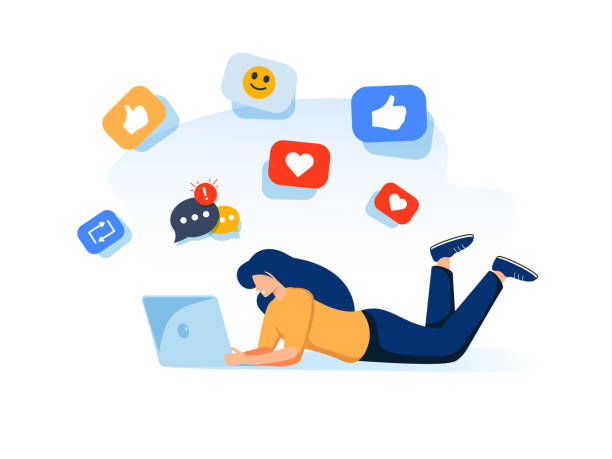 istock Vector colorful illustration of communication via the Internet, social networking,chat, video,news,messages,web site. 1309635638