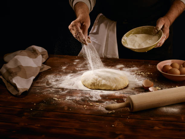 Lets sprinkle this perfect dough stock photo
