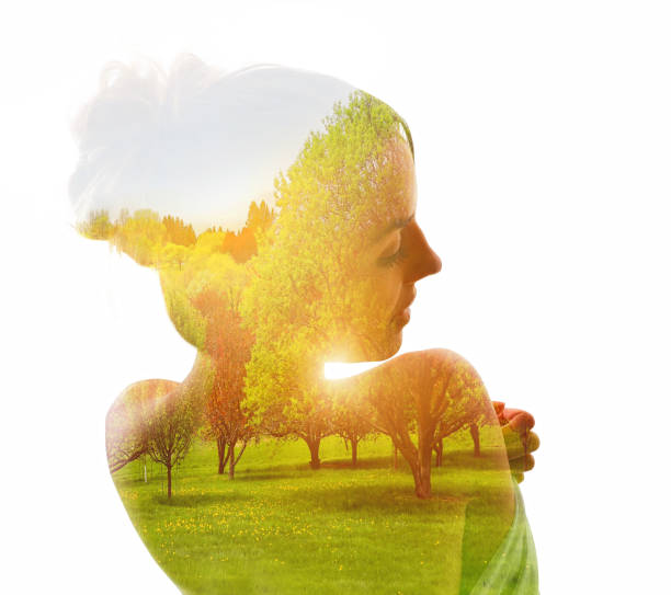 istock Multiple Exposure of woman and trees 1309646830