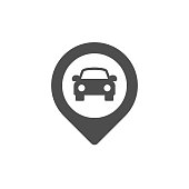istock Pin Map Car Location Flat Icon 1309647827