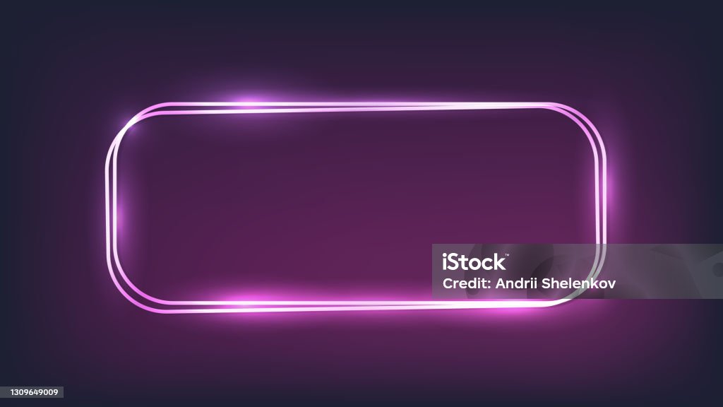 Neon Rounded Rectangle Frame Design Neon Double Rounded Rectangular Frame Stock Illustration - Download ...
