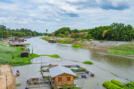 Sakae Krang River and home villages near the river at Uthai Thani Thailand.