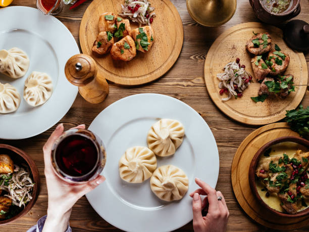 istock Georgian dumplings Khinkali with meat 1309651402