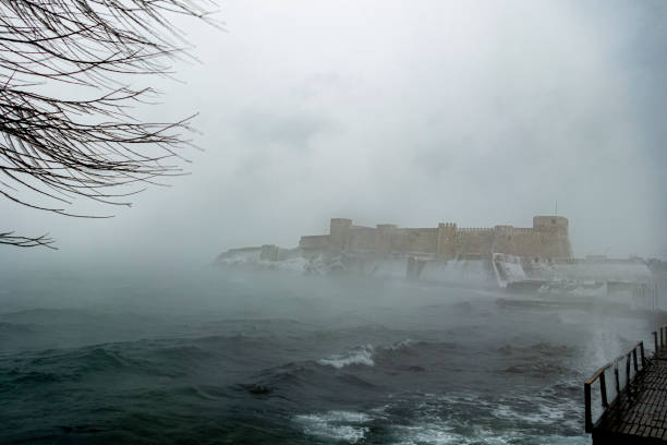 Bozcaada Castle by the sea, winter