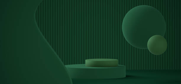 istock green abstract scene with a podium for mockup 3D rendering background 1309654906