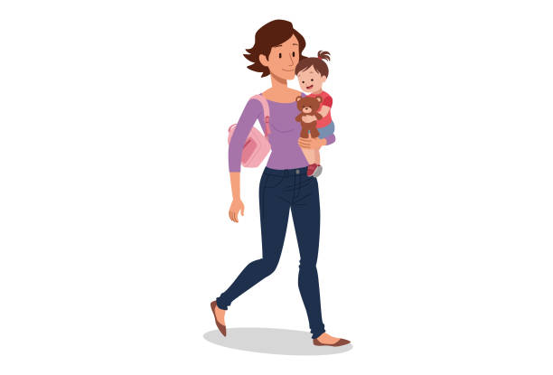 ilustraciones, imágenes clip art, dibujos animados e iconos de stock de madre soltera - ilustraciones de madre e hijos