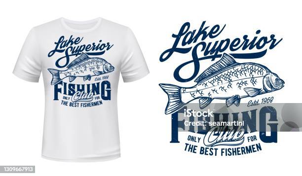 Fishing Club Tshirt Vector Print Mockup With Carp Stock Illustration -  Download Image Now - Fishing, Fishing Industry, Blue - iStock