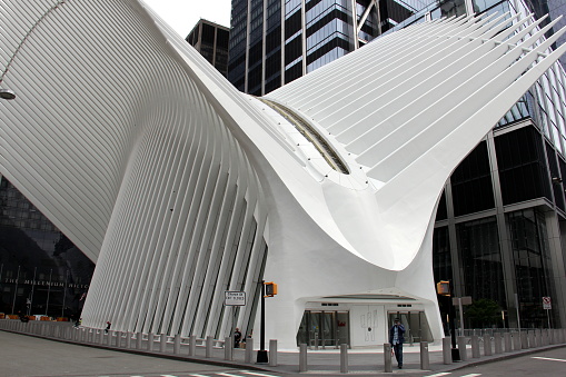 Exterior of the Oculus building, above-ground head house structure of The World Trade Center Transportation Hub, located in the Financial District of Manhattan, New York, NY, USA