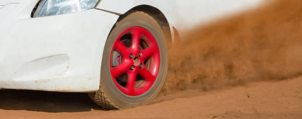 istock Rally race car drifting on dirt track. 1309672857