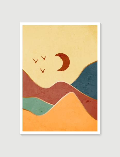 istock Modern minimalist art print. Abstract mountain contemporary aesthetic backgrounds landscapes. Arts design for wall framed prints, poster, cover, home decor, canvas prints, wallpaper. 1309672870
