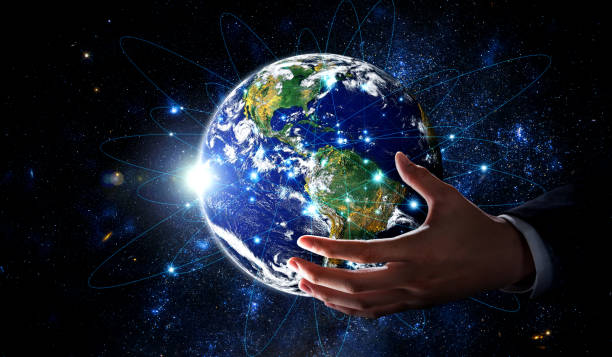 istock Global network connection covering earth with link of innovative perception 1309673600