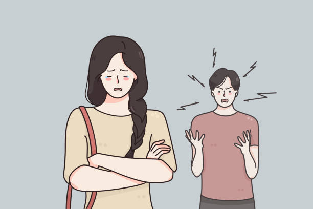 ilustrações, clipart, desenhos animados e ícones de término, divórcio e conceito de briga - despair depression adult boyfriend