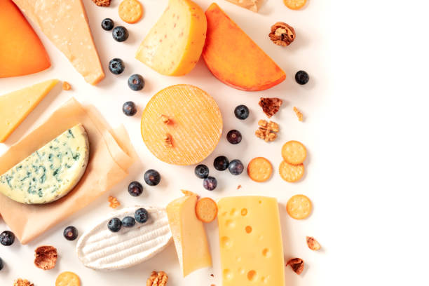 istock Cheese assortment, shot from the top on a white background 1309688801