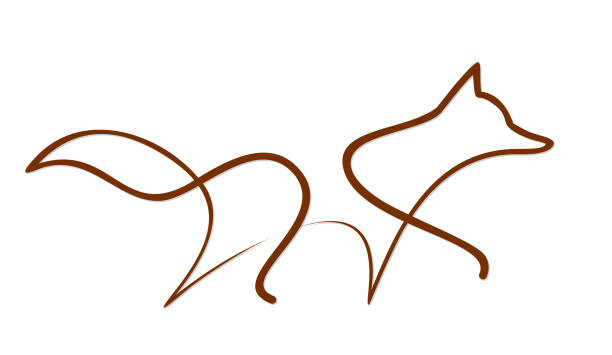 The one line fox symbol. The one line stylized fox symbol. red fox stock illustrations