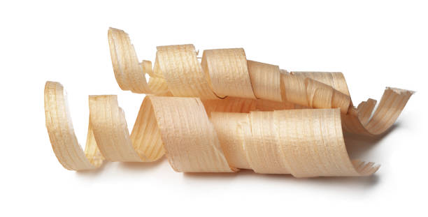 istock Wood shavings isolated on white background 1309689922