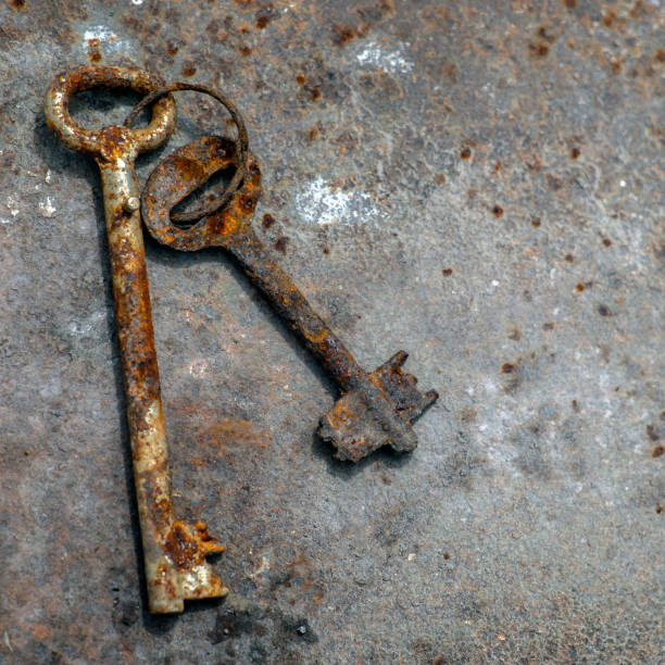 istock Old key vintage on metal background and texture. 1309694428