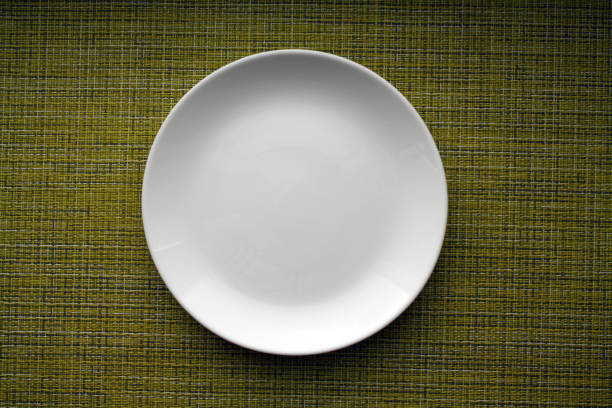 istock A white plate on a light green background. 1309695041