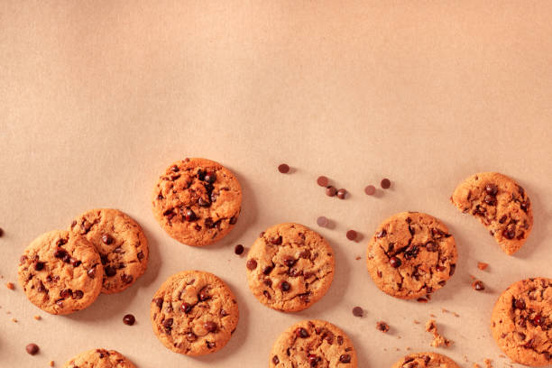 istock Chocolate chip cookies, shot from the top 1309695822