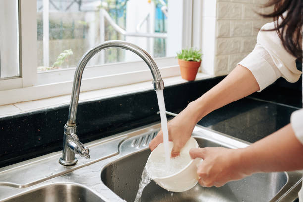 istock Woman rinsing bowl 1309698417