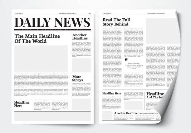 Vector illustration of Vector Illustration Daily News Paper Template With Text And Picture Placeholder.