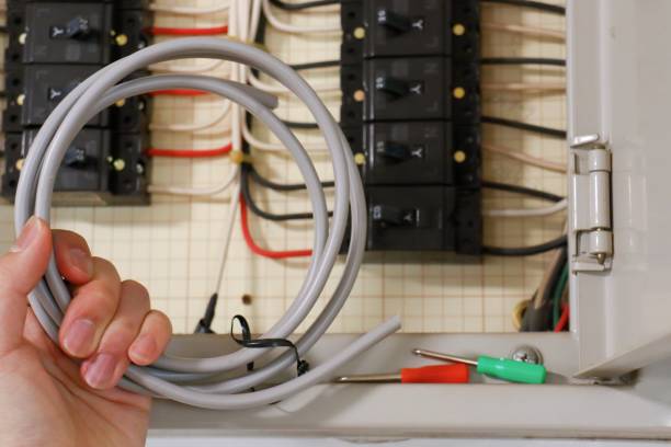 istock Safety breaker in household distribution board 1309701115