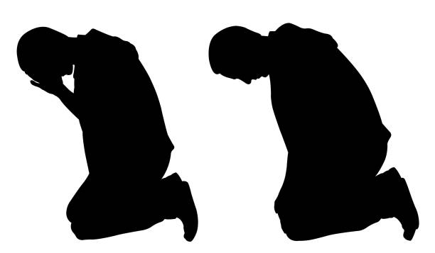 sad men silhouettes of men in despair silhouette of depressing stock illustrations