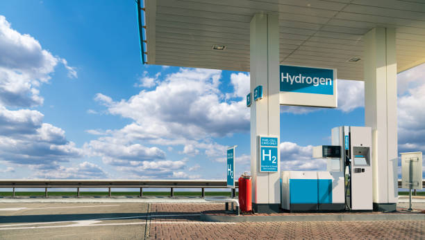 Hydrogen filling station Self service hydrogen filling station hydrogen stock pictures, royalty-free photos & images