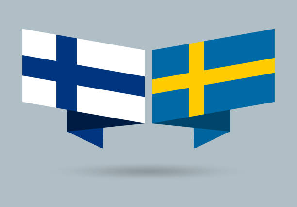 finlandia i szwecja flagi. fińskie i szwedzkie symbole narodowe. ilustracja wektorowa. - rutabaga stock illustrations