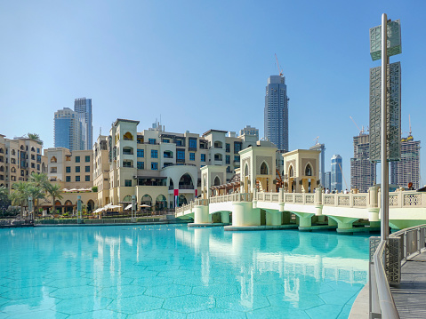 Scenery around the Burj Khalifa park in Dubai, the most populous city in the United Arab Emirates