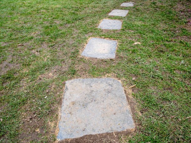 istock Slate stones are laid in the garden 1309712330