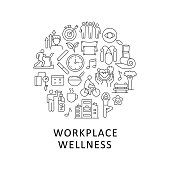 istock Workplace wellness abstract linear concept layout with headline 1309714684