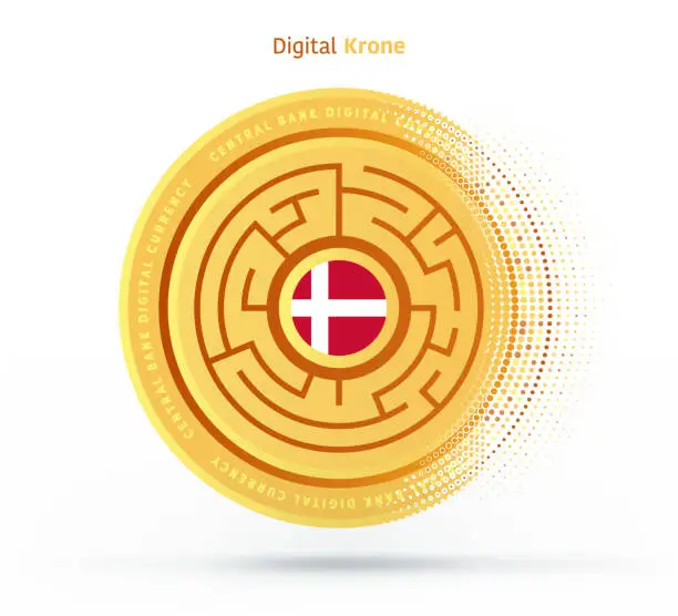 Vector illustration of Danish Digital Currency Vector Illustration