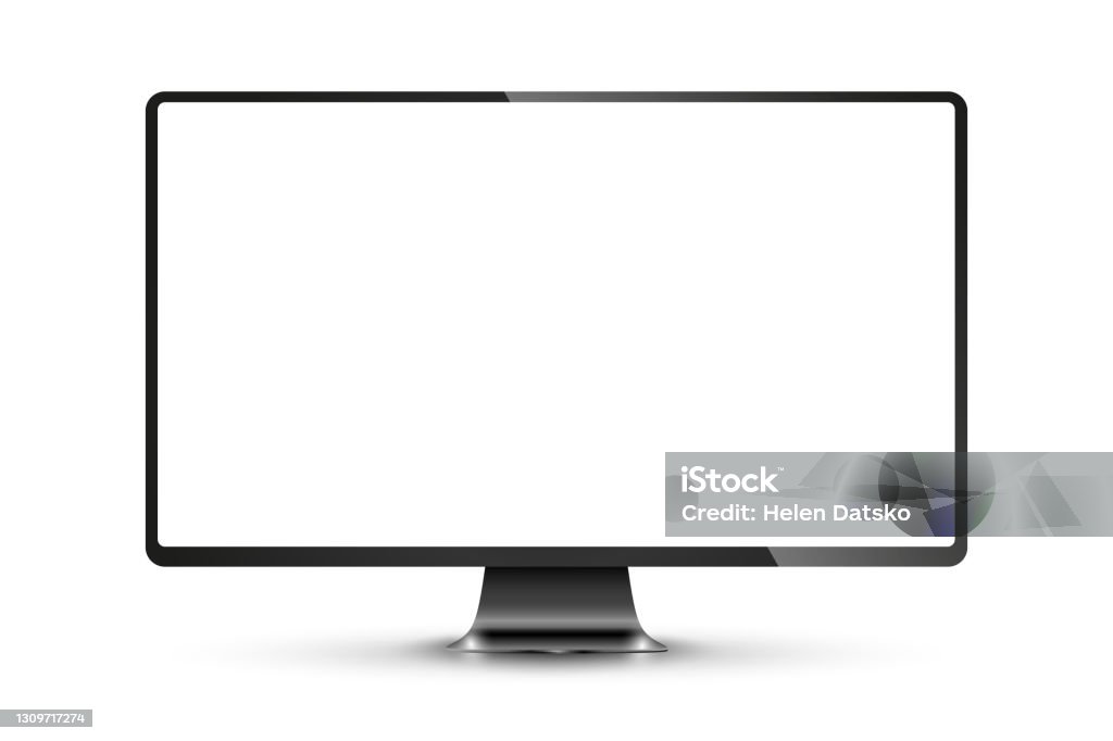 Realistisk svart modern tunn ram display dator bildskärm vektor illustration. Png - Royaltyfri Datorskärm vektorgrafik