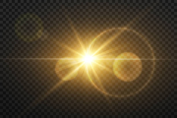 ilustraciones, imágenes clip art, dibujos animados e iconos de stock de vector transparente luz solar efecto de luz de destello de lente especial. png. ilustración vectorial - reflejo efecto de luz
