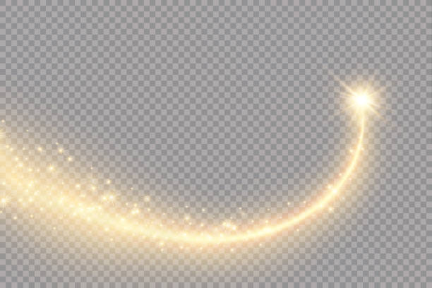 vektor golden funkelnden stern. stardust trail. kosmische glitzernde welle. png - magician stock-grafiken, -clipart, -cartoons und -symbole