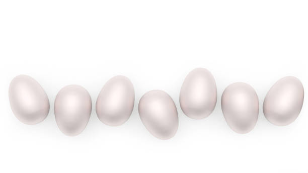 istock Row of mother-of-pearl silver Easter eggs 1309725954