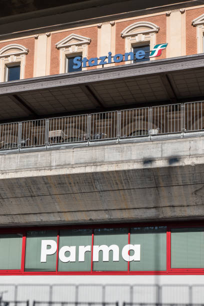istock Exterior of Parma Public Empty Train Station, Italy 1309727193