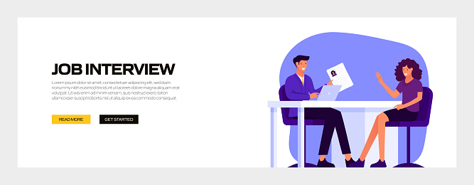 Job Interview Concept Vector Illustration for Website Banner, Advertisement and Marketing Material, Online Advertising, Business Presentation etc.