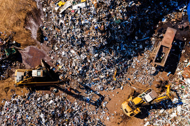 istock Metal recycling center from above 1309730199
