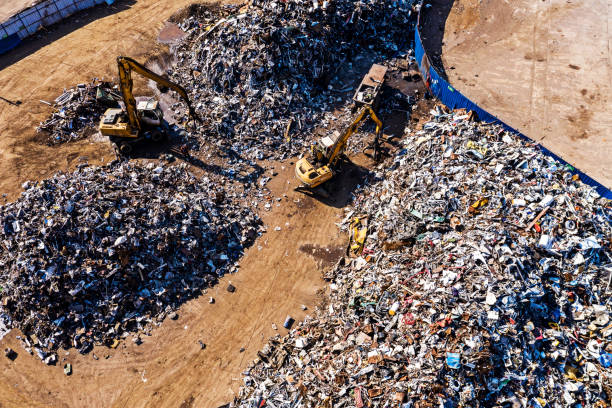 istock Metal recycling center from above 1309730214
